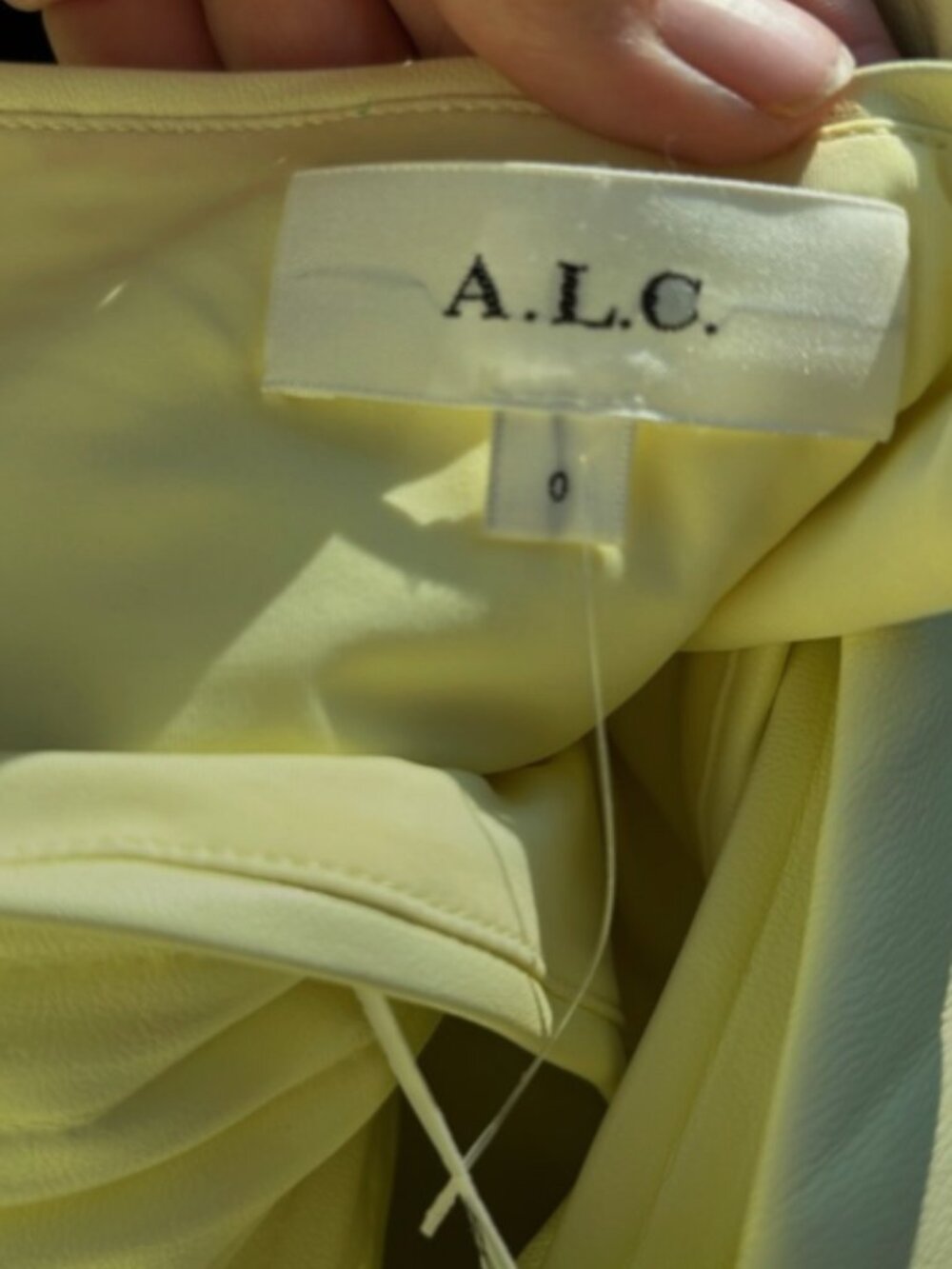 A.L.C. Yellow One Shoulder Cutout Pleated Midi Dress Faux Leather - Picture 6 of 9